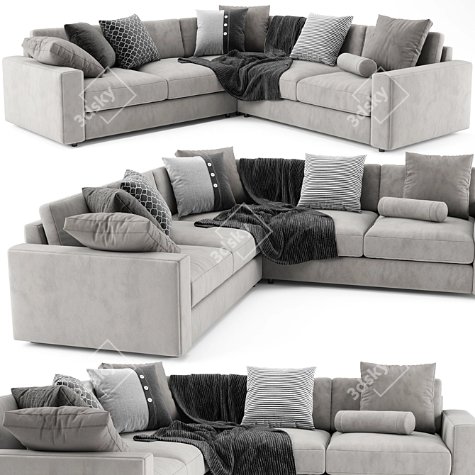 Modern Urban L-Shaped Sofa 3D model image 1