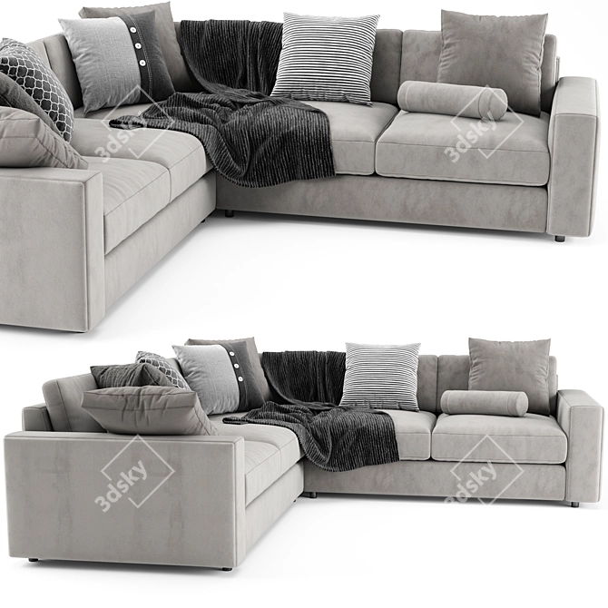 Modern Urban L-Shaped Sofa 3D model image 3