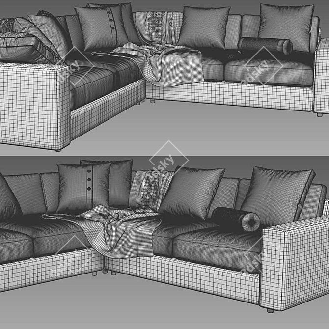 Modern Urban L-Shaped Sofa 3D model image 4