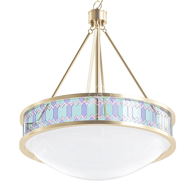 Blue Tiffany Pendant Light: Elegant Nickel Finish 3D model image 1