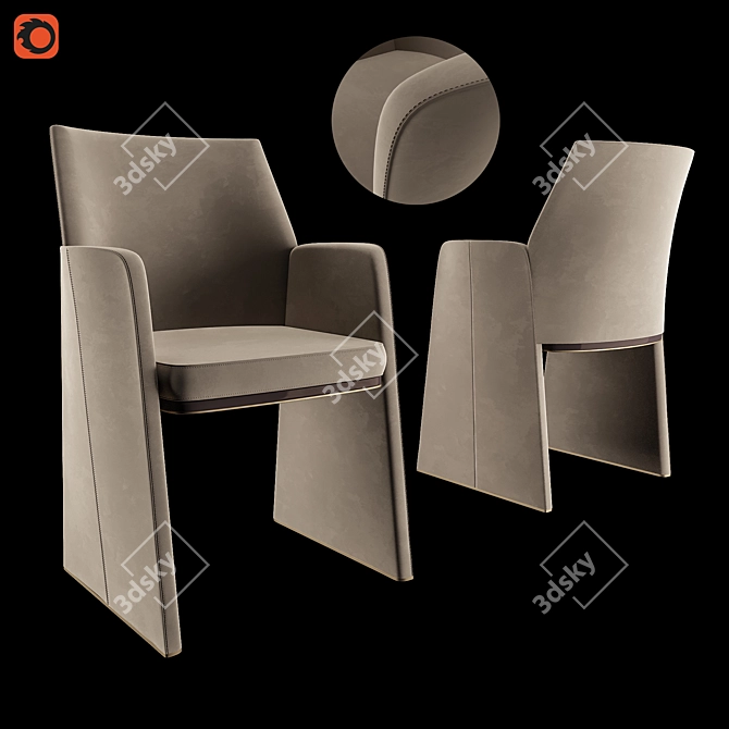 Elegant Velvet Dining Chair 3D model image 1