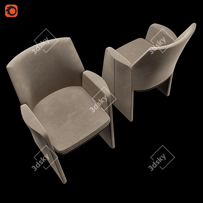 Elegant Velvet Dining Chair 3D model image 2