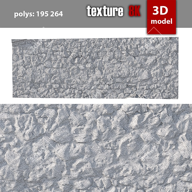 Detailed Stone Wall Model 3D model image 3