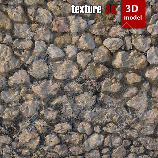 Detailed Stone Wall Model 3D model image 5