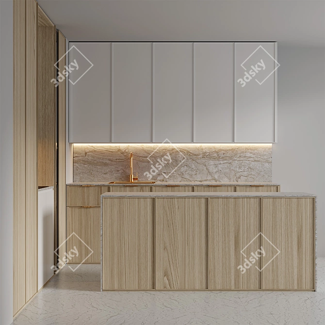 Wooden Kitchen Set: Perfectly Designed 3D model image 5
