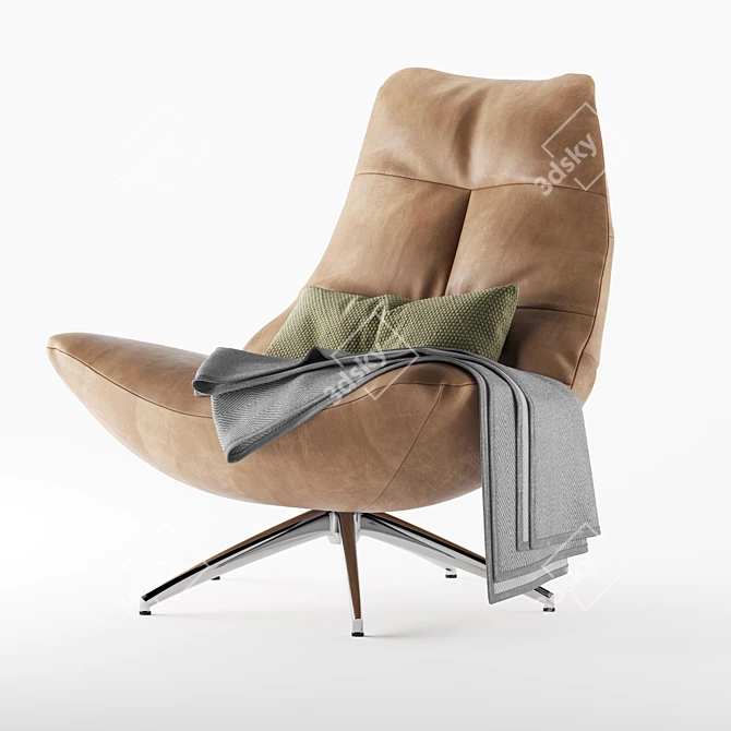 Reflex Brown Swivel Armchair 3D model image 2