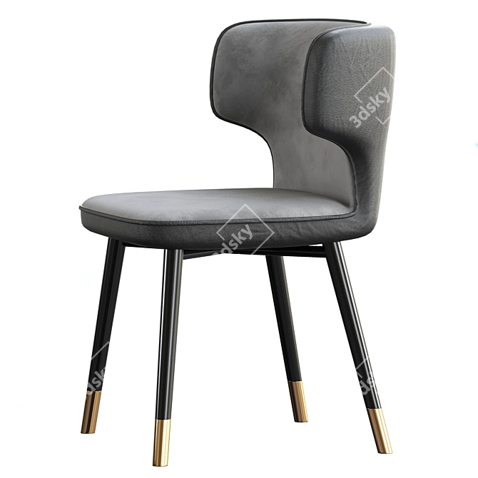 Luxury Velvet Side Chair: Fortunato 3D model image 3