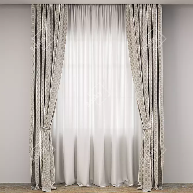 Elegant Pick-Up Curtain 3D model image 1