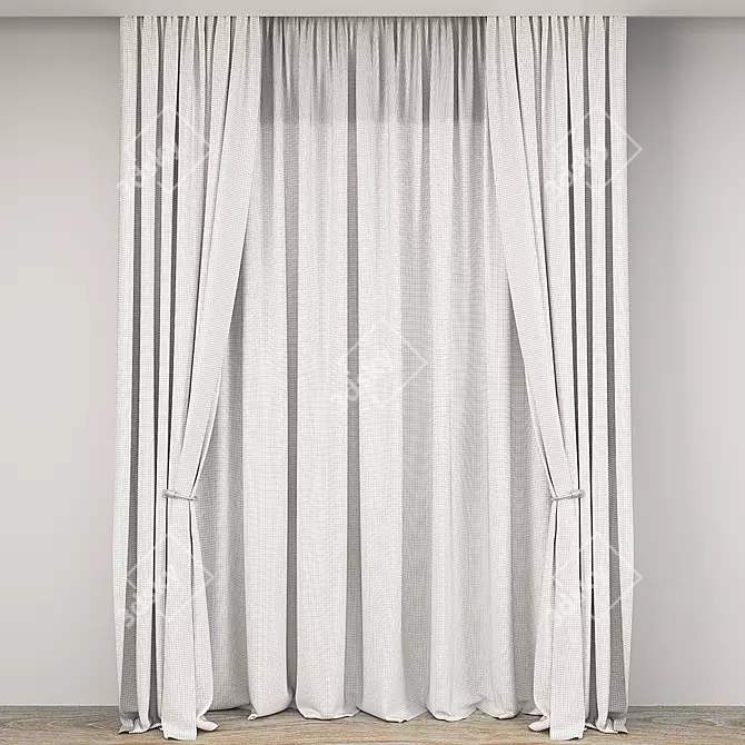 Elegant Pick-Up Curtain 3D model image 3