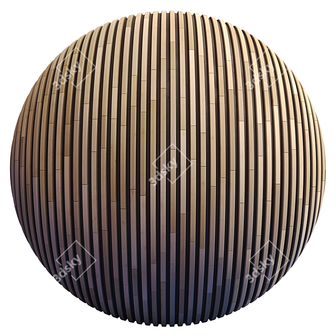 Luxury Striped Wood Panel Kit: PBR 4K 3D model image 3