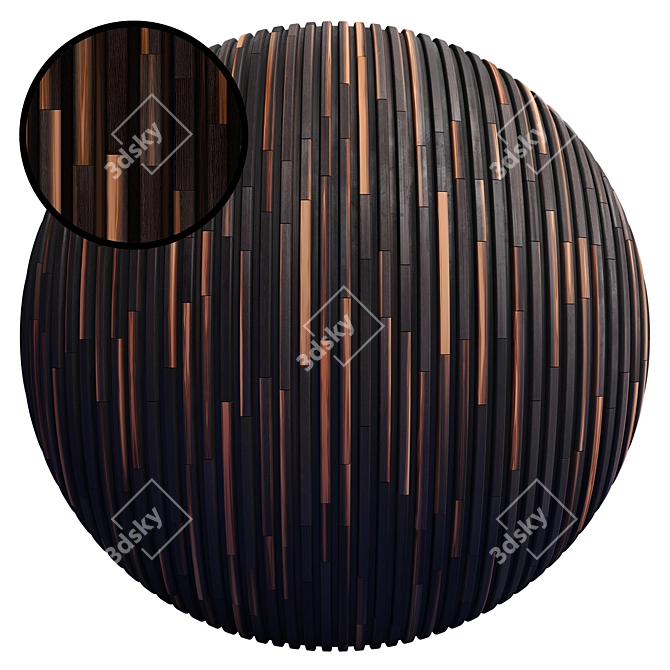 Striped Wood Panel Texture Kit 3D model image 1