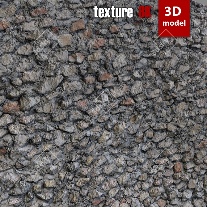 8K Stone Wall Texture - High Detail & Fast Render 3D model image 4