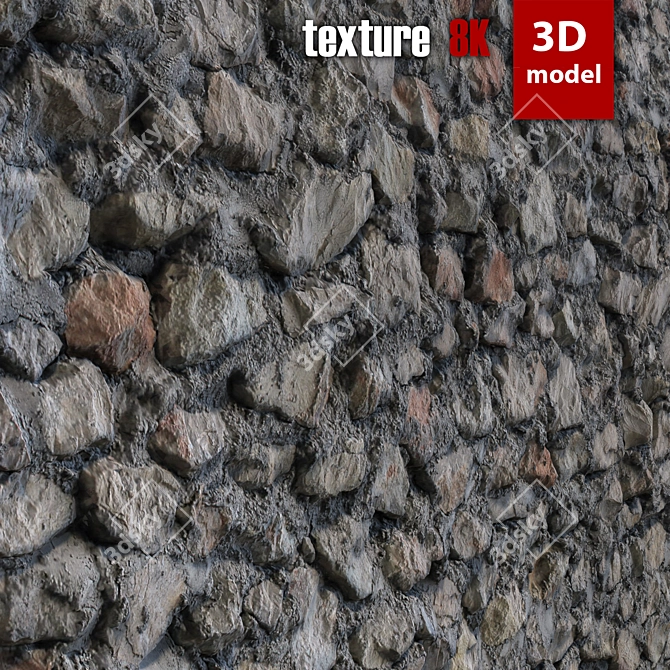 8K Stone Wall Texture - High Detail & Fast Render 3D model image 5