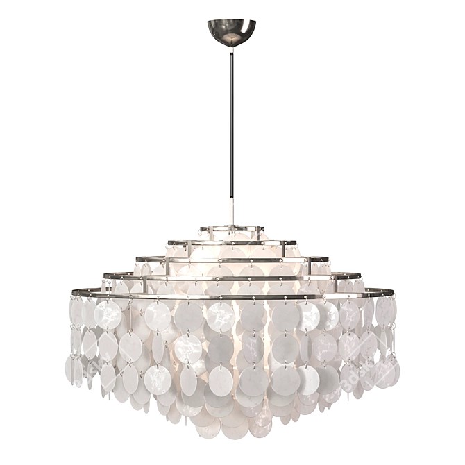 Elegant Shell & Chrome Chandelier 3D model image 1