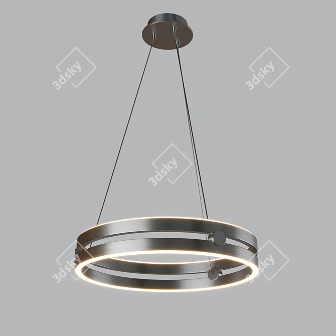 Sleek Nickel Wheel LED Ceiling Light 3D model image 1