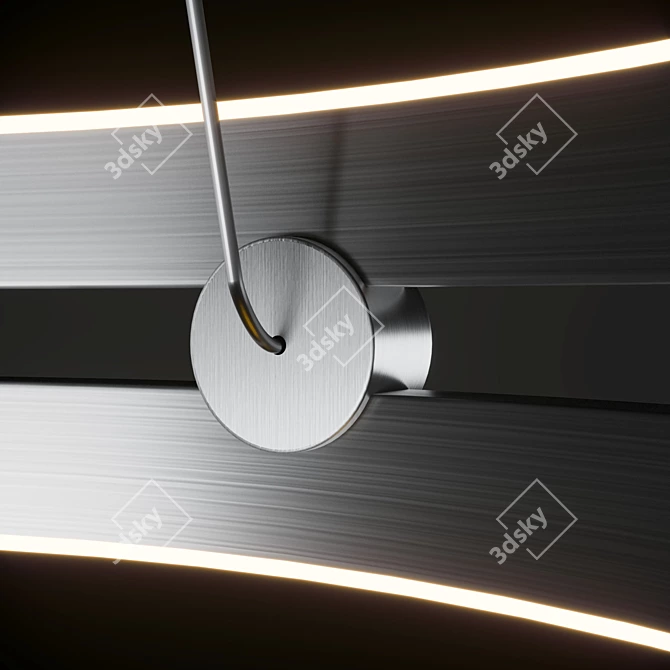 Sleek Nickel Wheel LED Ceiling Light 3D model image 2