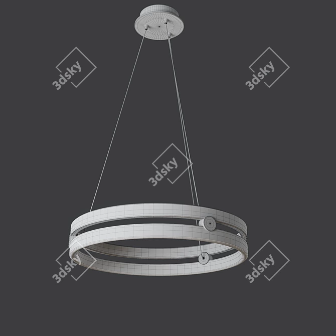 Sleek Nickel Wheel LED Ceiling Light 3D model image 3