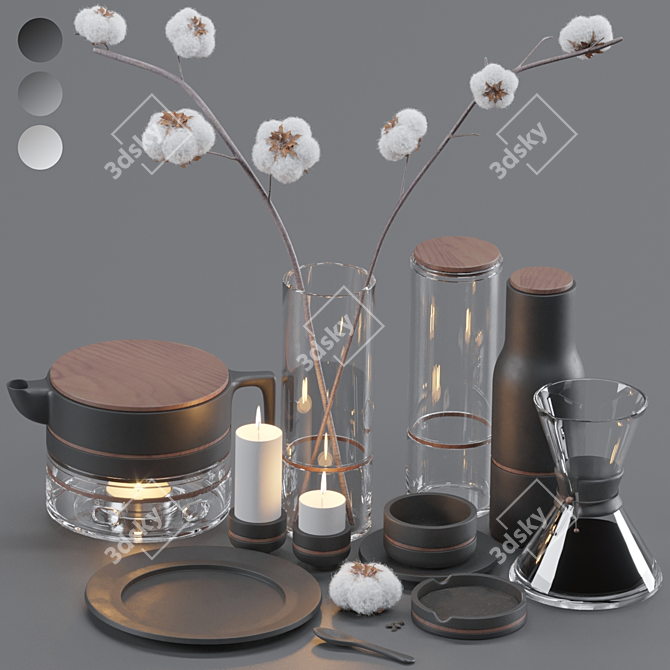 Elegant Coffee Decor Set 3D model image 1