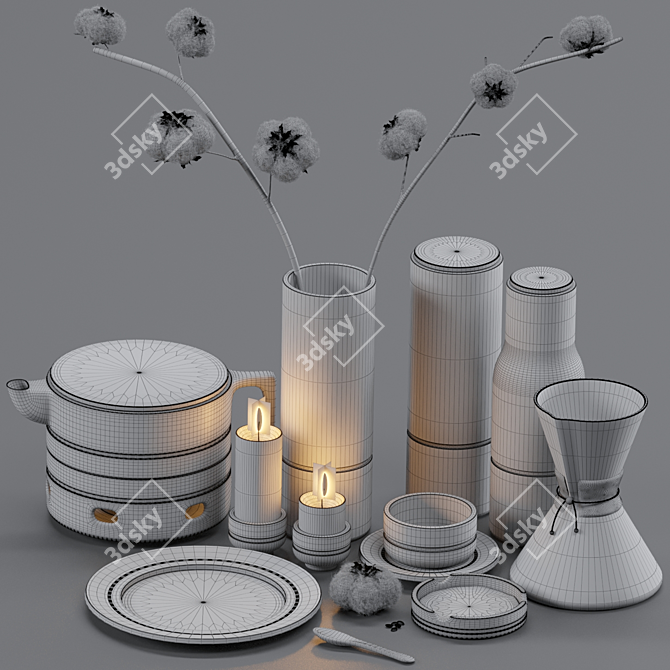 Elegant Coffee Decor Set 3D model image 5