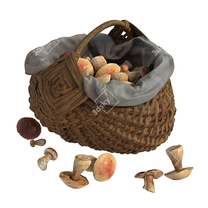 Fungi Harvest Basket 3D model image 1