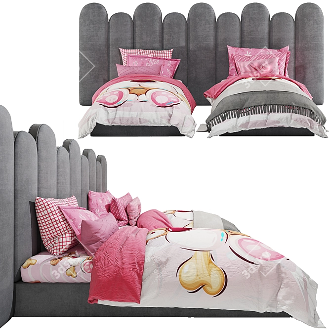 Versatile Aster Double Baby Bed 3D model image 2