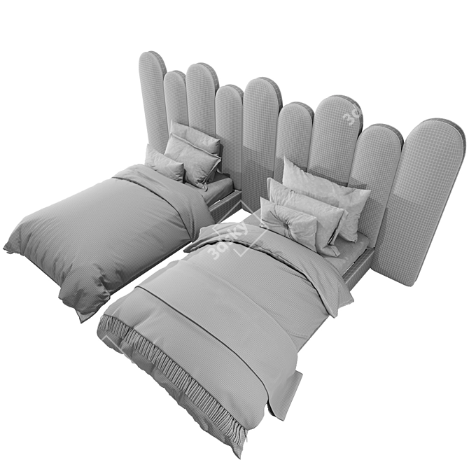 Versatile Aster Double Baby Bed 3D model image 5