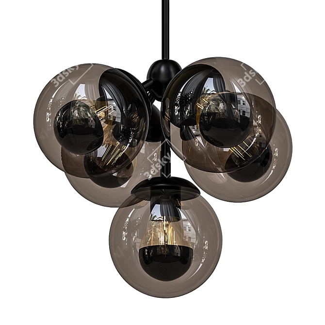 Elegant Modo Chandelier: 5 Globes 3D model image 1