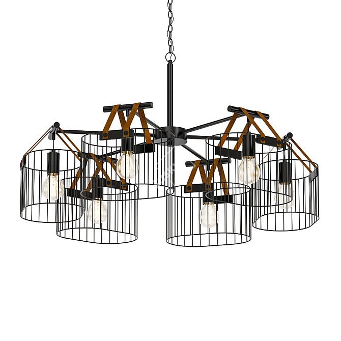 Industrial Wire Cage Chandelier 3D model image 1