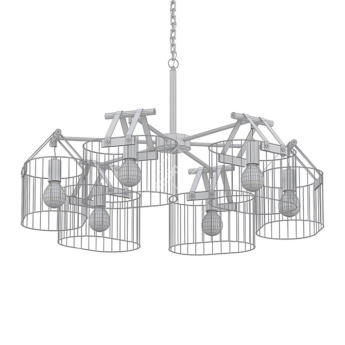 Industrial Wire Cage Chandelier 3D model image 2