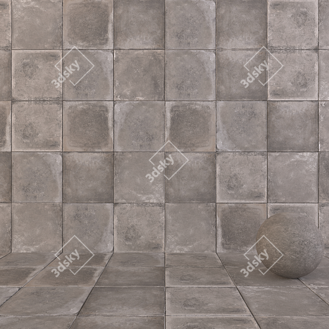 FLAVIKER BACHSTAGE GRAPHITE 60x60: Versatile Multi-Texture Wall Tiles 3D model image 1