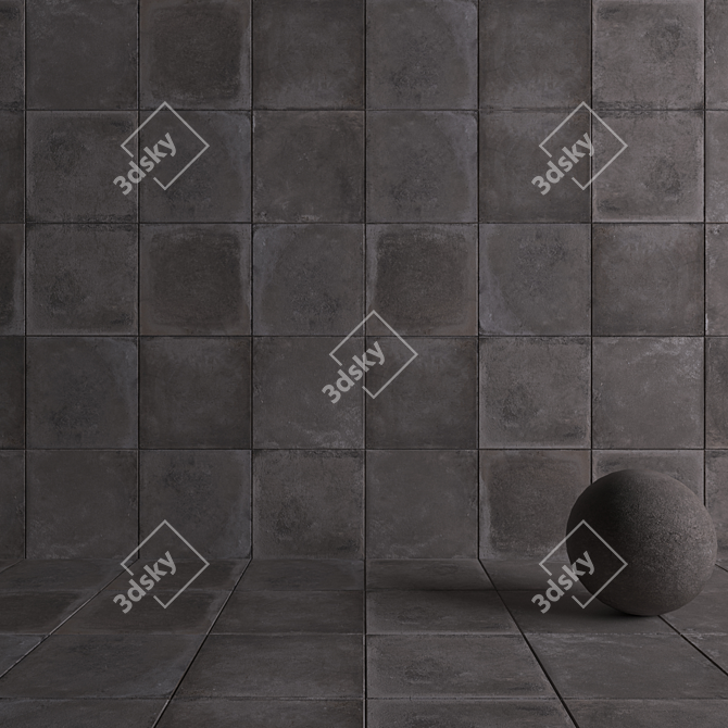 FLAVIKER BACHSTAGE GRAPHITE 60x60: Versatile Multi-Texture Wall Tiles 3D model image 4