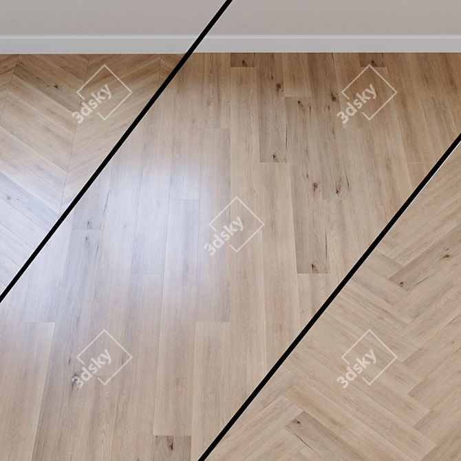 Beige Oak Laminate Flooring 3D model image 1