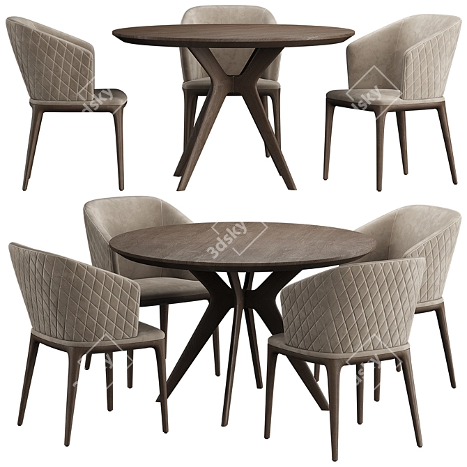Elegant Louise Chair & Clark Table Combo 3D model image 1