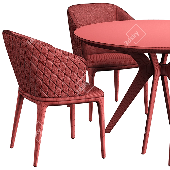 Elegant Louise Chair & Clark Table Combo 3D model image 5