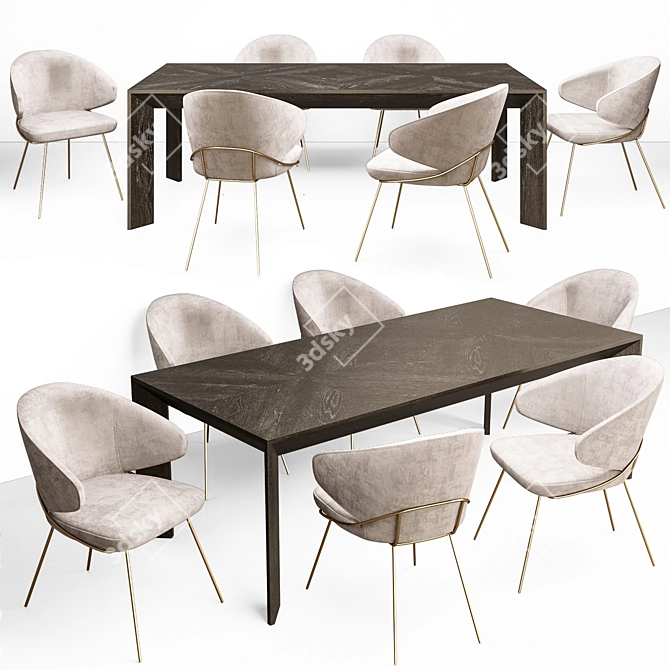 Tremont Table & Kinley Chair Set 3D model image 1