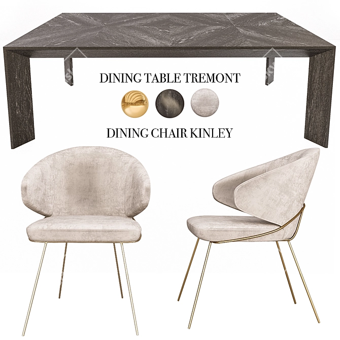 Tremont Table & Kinley Chair Set 3D model image 3