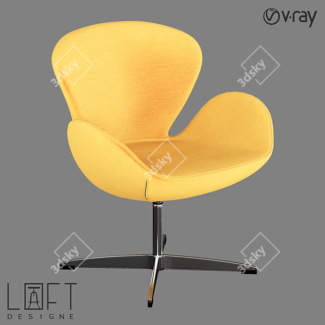 Modern Metal and Fabric Armchair 3D model image 1