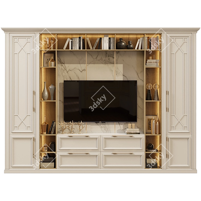 Elegant Neoclassical TV Wall 3D model image 1