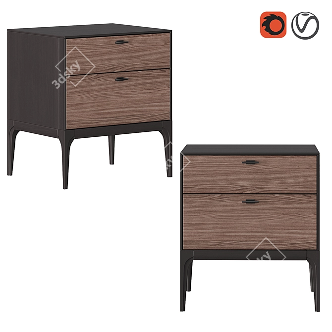 Verona Bedside Table: Elegant and Functional 3D model image 1