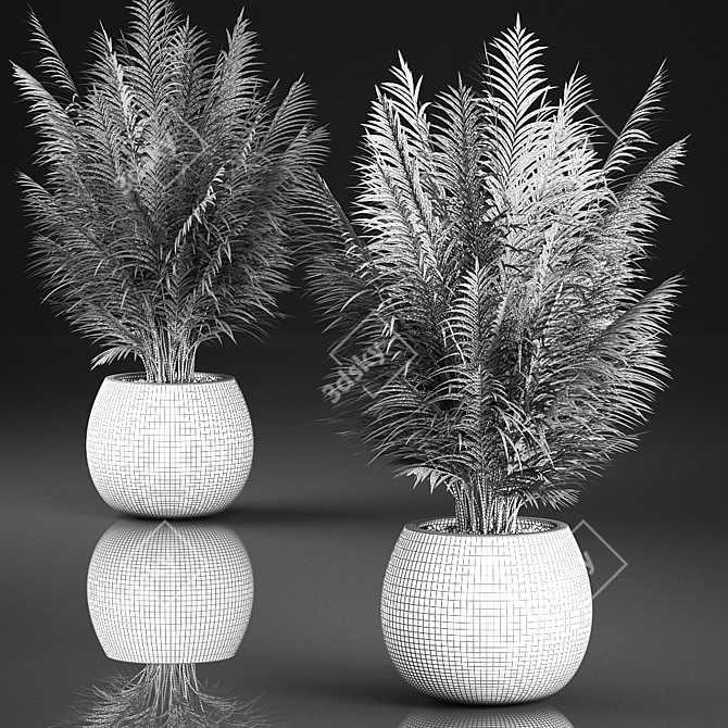 Tropical Plant Collection in Rattan Baskets 3D model image 5