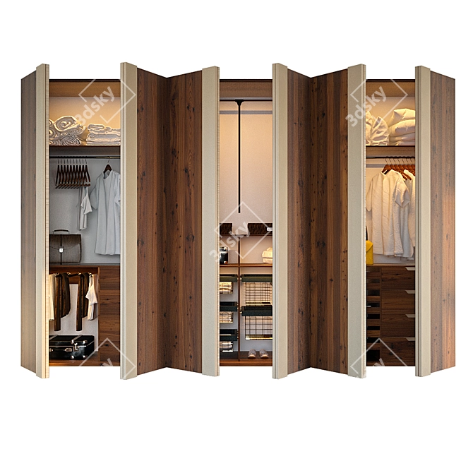 Stylish Filled Wardrobe 3D model image 1