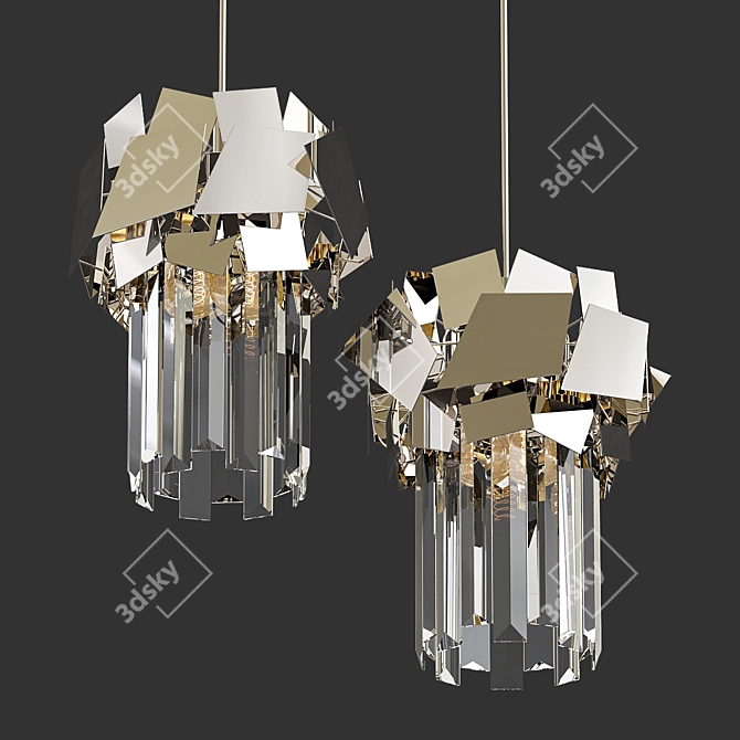 KASAEN ONE: Modern Crystal Pendant 3D model image 1