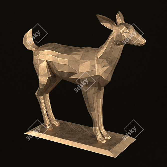 Polygonal Deer Sculpture - Low Poly Set 3D model image 9