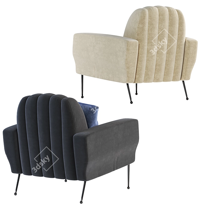 Elegant Tan Chair 3D model image 2