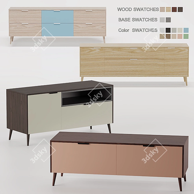 SK Design Olson Wood TV Stand 3D model image 2