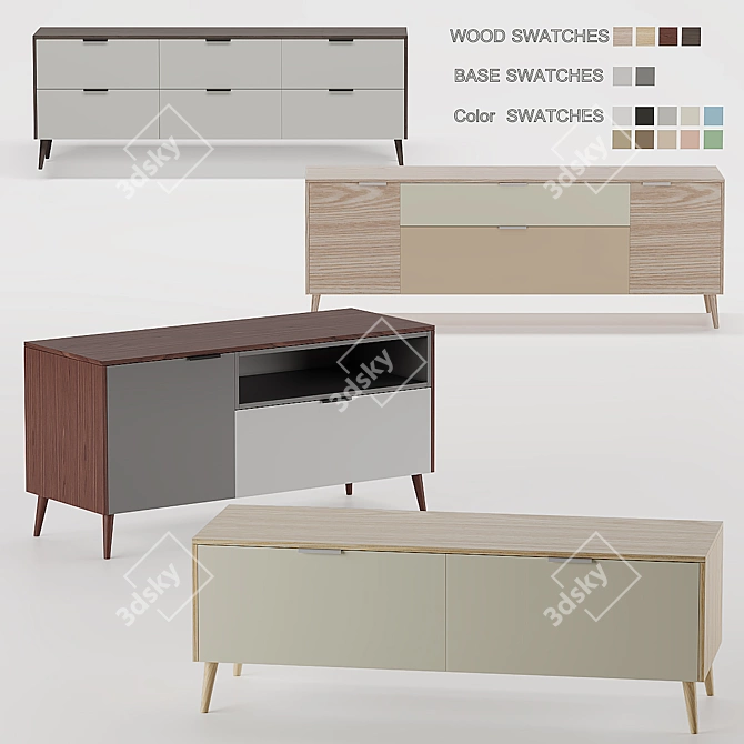 SK Design Olson Wood TV Stand 3D model image 3