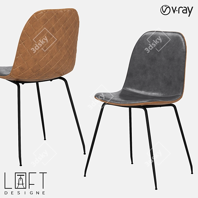 Metal and Eco-Leather Chair by LoftDesigne 3D model image 1