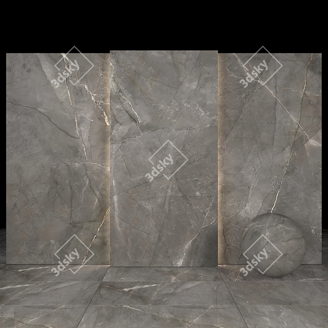 Elegant Smoke Marble Tile Set 3D model image 2