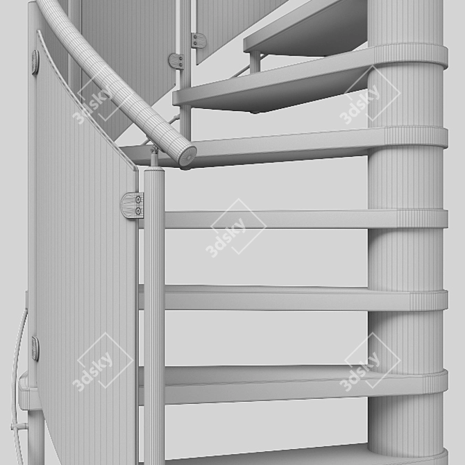 Modern Wood and Steel Spiral Staircase 3D model image 5