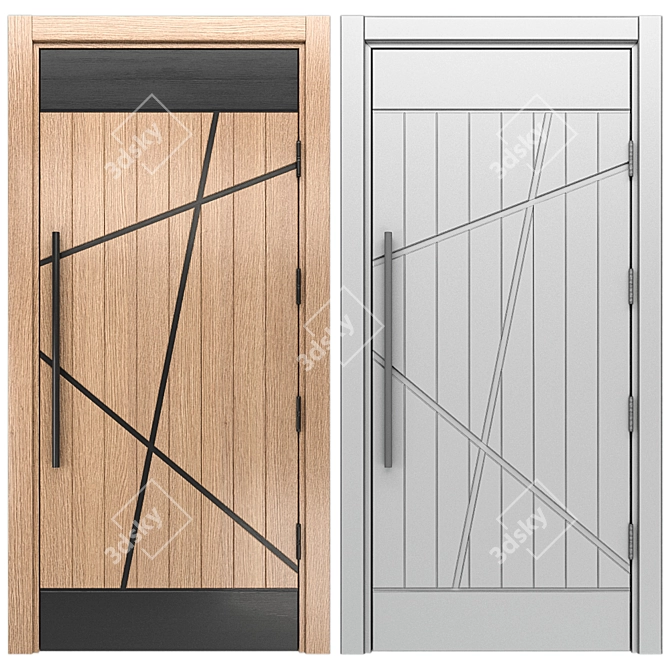 Abstract Steel-Wood Door 3D model image 1